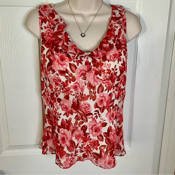 LOFT Tops - Ann Taylor 100% Silk Floral Sleeveless Blouse